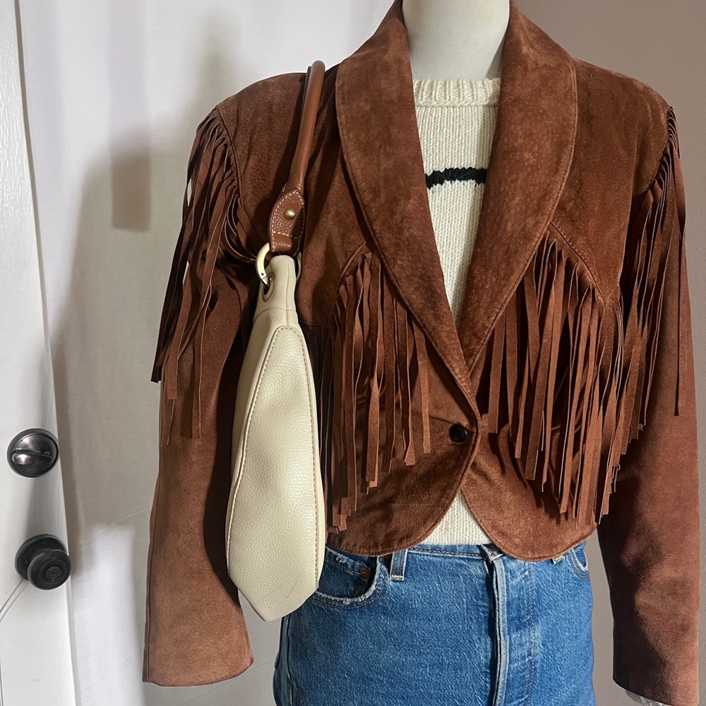 Vintage Ann Taylor Suede Fringe Jacket - Picture 8 of 15
